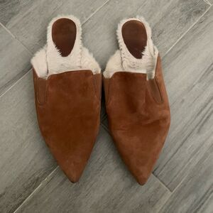 Marc Fisher Saraly Suede Faux Fur Lined Mule